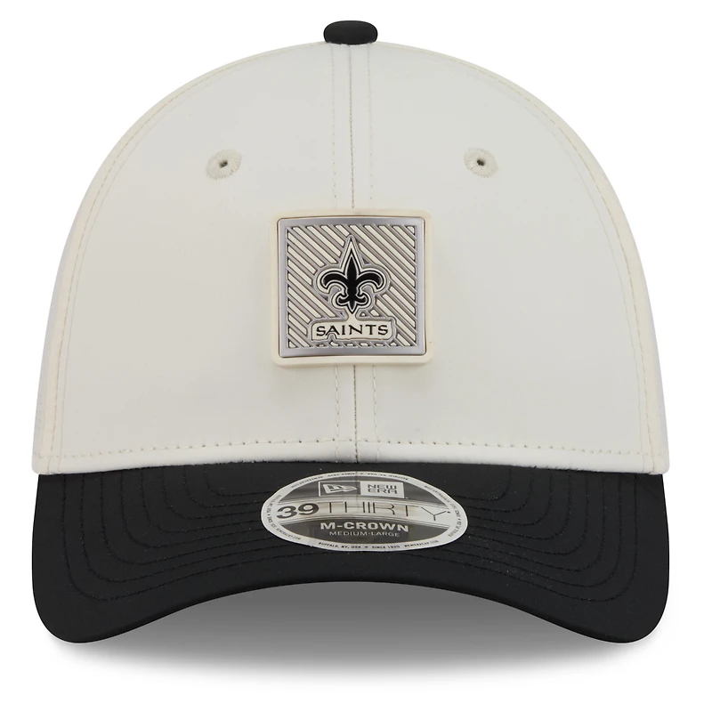 Men's New Era Cream/Black Orleans Saints 2026 NFL Training Camp 39THIRTY Flex Hat