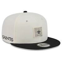 Casquette snapback New Era crème/noire pour homme, New Orleans Saints, camp d'entraînement NFL 2026, modèle 9FIFTY