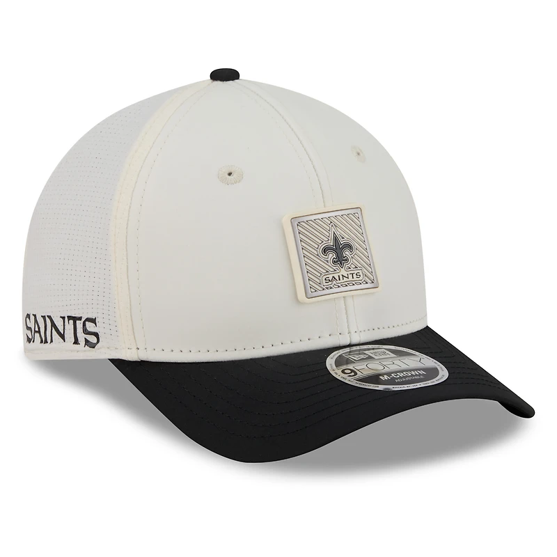 Men's New Era Cream/Black New Orleans Saints 2026 NFL Training Camp 9FORTY Adjustable Hat