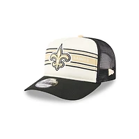 Men's New Era  Cream/Black New Orleans Saints Banner A-Frame 9FIFTY Trucker Snapback Hat