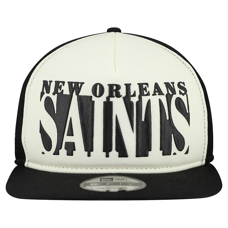 Casquette New Era 9FIFTY Snapback à découpes crème/noire New Orleans Saints pour homme