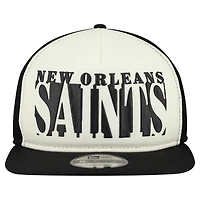 Casquette New Era 9FIFTY Snapback à découpes crème/noire New Orleans Saints pour homme