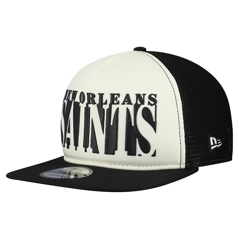 Casquette New Era 9FIFTY Snapback à découpes crème/noire New Orleans Saints pour homme