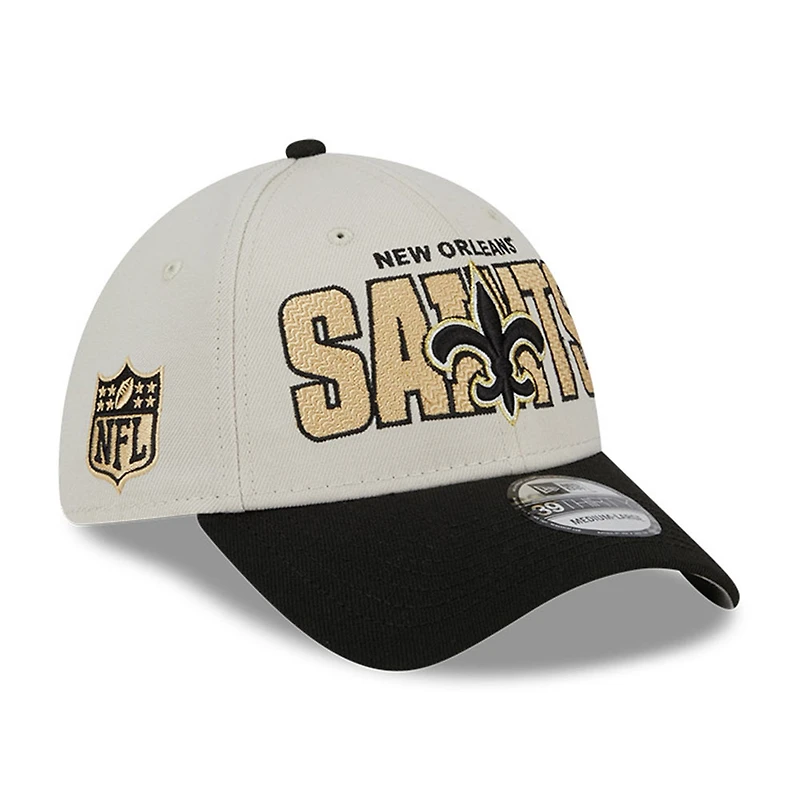 Casquette New Era Flex crème pour homme, édition spéciale Orleans Saints 2023 NFL Draft 39THIRTY