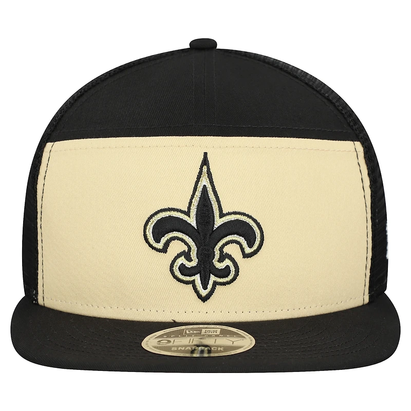 Casquette snapback New Era 9FIFTY pour homme, couleur or/noir, New Orleans Saints