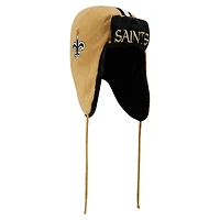 Men's New Era Gold New Orleans Saints Helmet Head Trapper Knit Hat