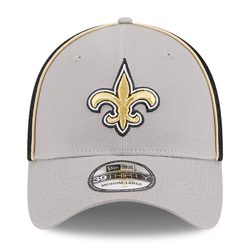 Men's New Era Gray/Black Orleans Saints  Pipe 39THIRTY Flex Hat