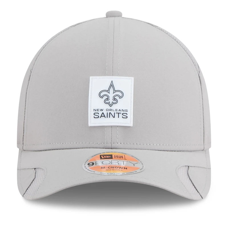 Casquette ajustable New Era grise New Orleans Saints 2025 Sideline M-Crown 9FORTY pour homme