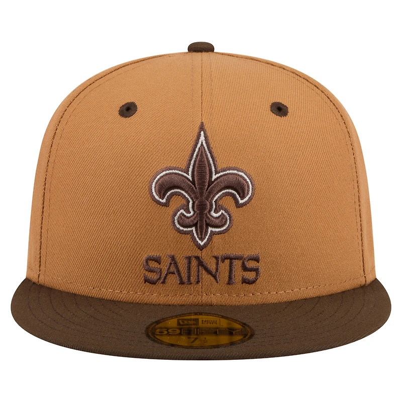 Men's New Era Light Brown/Dark Brown Orleans Saints Two-Tone Walnut 59FIFTY Fitted Hat
