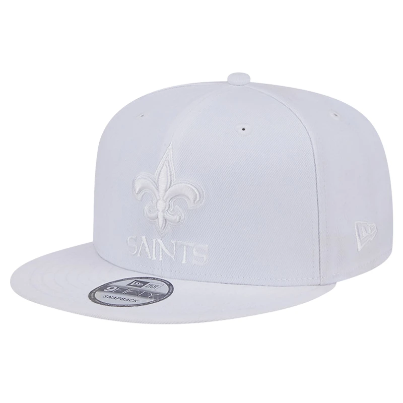 Casquette Snapback 9FIFTY New Era New Orleans Saints Main blanc sur blanc pour homme