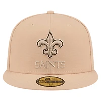 Casquette ajustée 59FIFTY Candied Pecan de New Era pour homme, couleur tan Orleans Saints