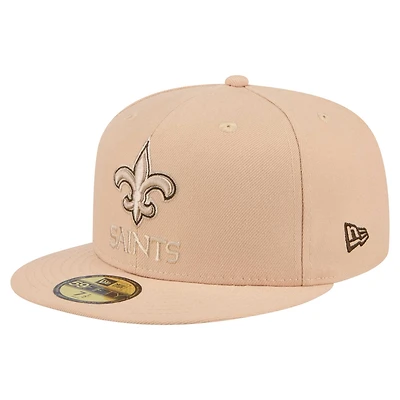 Casquette ajustée 59FIFTY Candied Pecan de New Era pour homme, couleur tan Orleans Saints