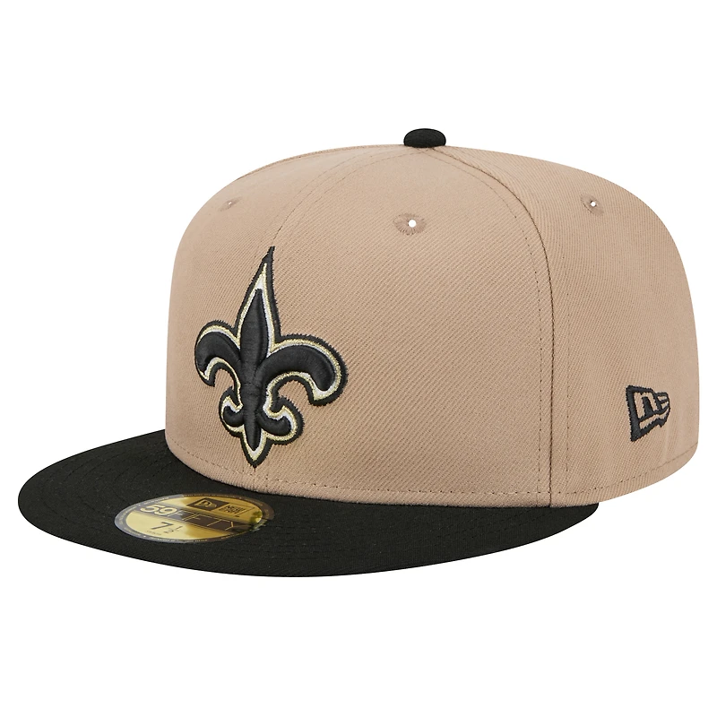 Casquette ajustée 59FIFTY avec logo New Era pour homme, couleur tan, Orleans Saints