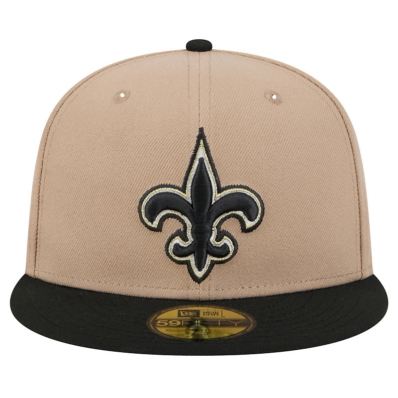 Casquette ajustée 59FIFTY avec logo New Era pour homme, couleur tan, Orleans Saints