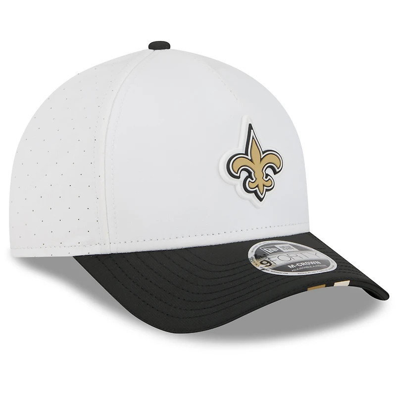 Men's New Era  White/Black New Orleans Saints 2025 NFL Training Camp A-Frame 9FORTY Adjustable Hat