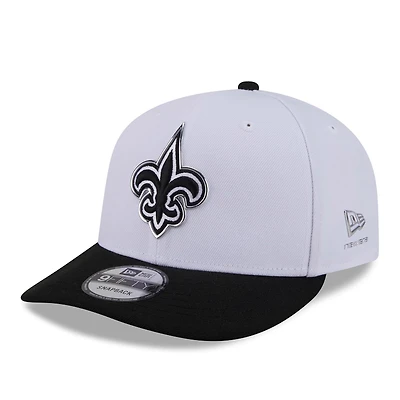 Casquette snapback New Era blanche et noire pour homme, New Orleans Saints, draft NFL 2026, pré-courbée 9FIFTY