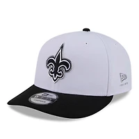 Casquette snapback New Era blanche et noire pour homme, New Orleans Saints, draft NFL 2026, pré-courbée 9FIFTY