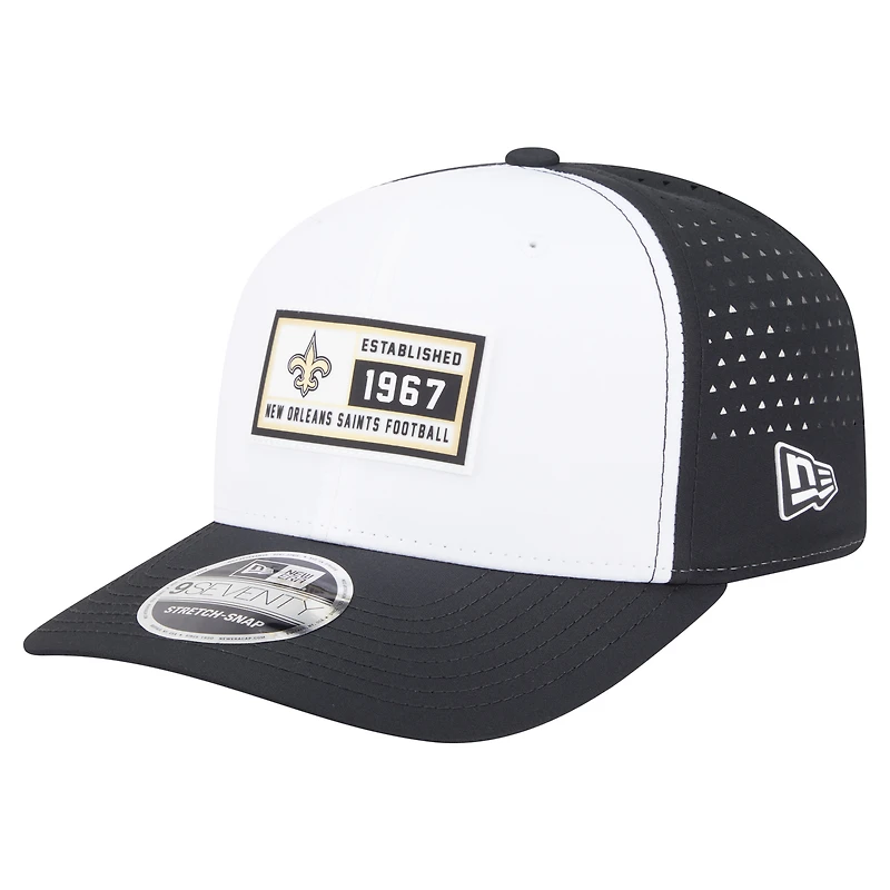 Men's New Era  White/Black New Orleans Saints Established Patch 9SEVENTY Adjustable Hat