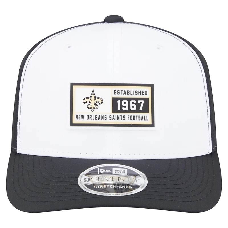 Men's New Era  White/Black New Orleans Saints Established Patch 9SEVENTY Adjustable Hat