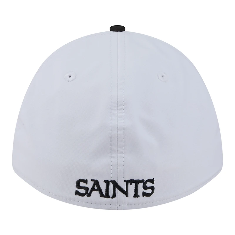 Men's New Era White/Black Orleans Saints Patch 39THIRTY A-Frame M-Crown Perforated Flex Hat