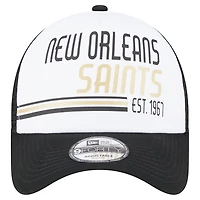 Casquette ajustable 9FORTY New Orleans Saints Stacked A-Frame Trucker New Era pour hommes, blanc/noir