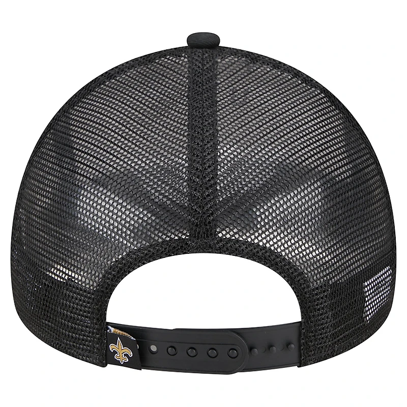 Casquette ajustable 9FORTY New Orleans Saints Stacked A-Frame Trucker New Era pour hommes, blanc/noir