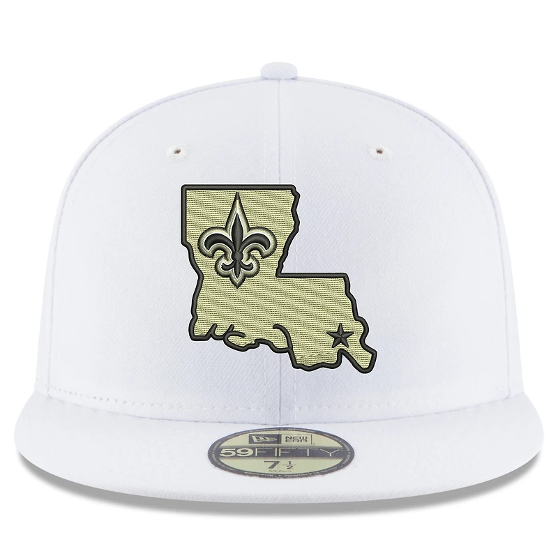 Men's New Era White Orleans Saints Omaha Alternate Logo 59FIFTY Fitted Hat