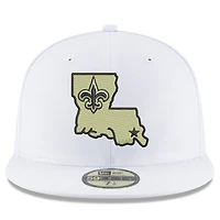 Men's New Era White Orleans Saints Omaha Alternate Logo 59FIFTY Fitted Hat
