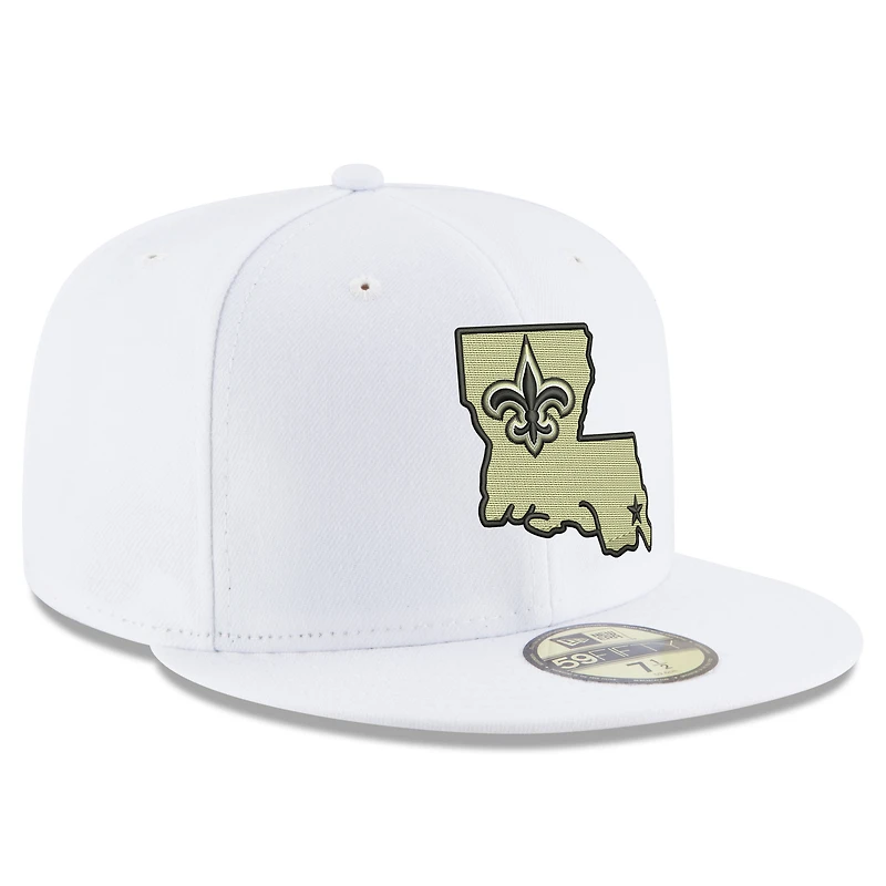 Men's New Era White Orleans Saints Omaha Alternate Logo 59FIFTY Fitted Hat