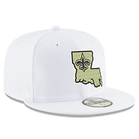 Men's New Era White Orleans Saints Omaha Alternate Logo 59FIFTY Fitted Hat