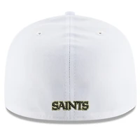 Men's New Era White Orleans Saints Omaha Alternate Logo 59FIFTY Fitted Hat