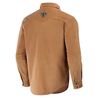 T-shirt à boutons-pression intégral pour homme de la collection NFL x Darius Rucker par Fanatics, couleur tan New Orleans Saints Western