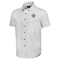 Men's NFL x Darius Rucker Collection by Fanatics White New Orleans Saints Woven Short Sleeve Button Up Shirt