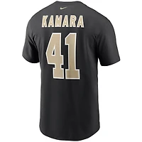 T-shirt avec nom et numéro Nike Alvin Kamara pour hommes, noir, New Orleans Saints