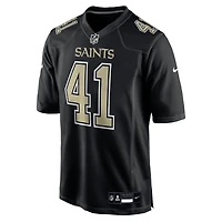 Maillot de jeu Nike Alvin Kamara Carbon Black New Orleans Saints pour homme