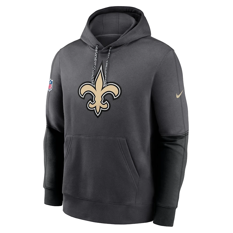 Men's Nike Anthracite New Orleans Saints 2024 Sideline Club Pullover Hoodie