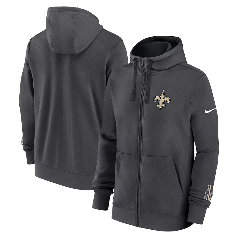 Men's Nike Anthracite New Orleans Saints Primetime Club Full-Zip Hoodie