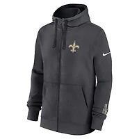 Men's Nike Anthracite New Orleans Saints Primetime Club Full-Zip Hoodie