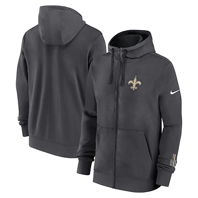 Men's Nike Anthracite New Orleans Saints Primetime Club Full-Zip Hoodie