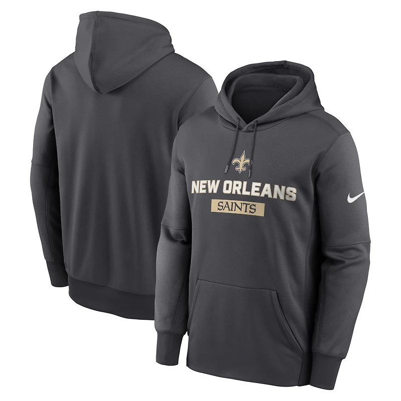 Men's Nike Anthracite New Orleans Saints Toss Sweep Performance Pullover Hoodie