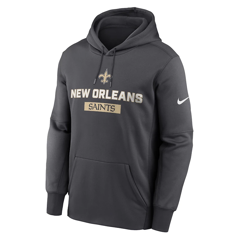 Men's Nike Anthracite New Orleans Saints Toss Sweep Therma Hoodie