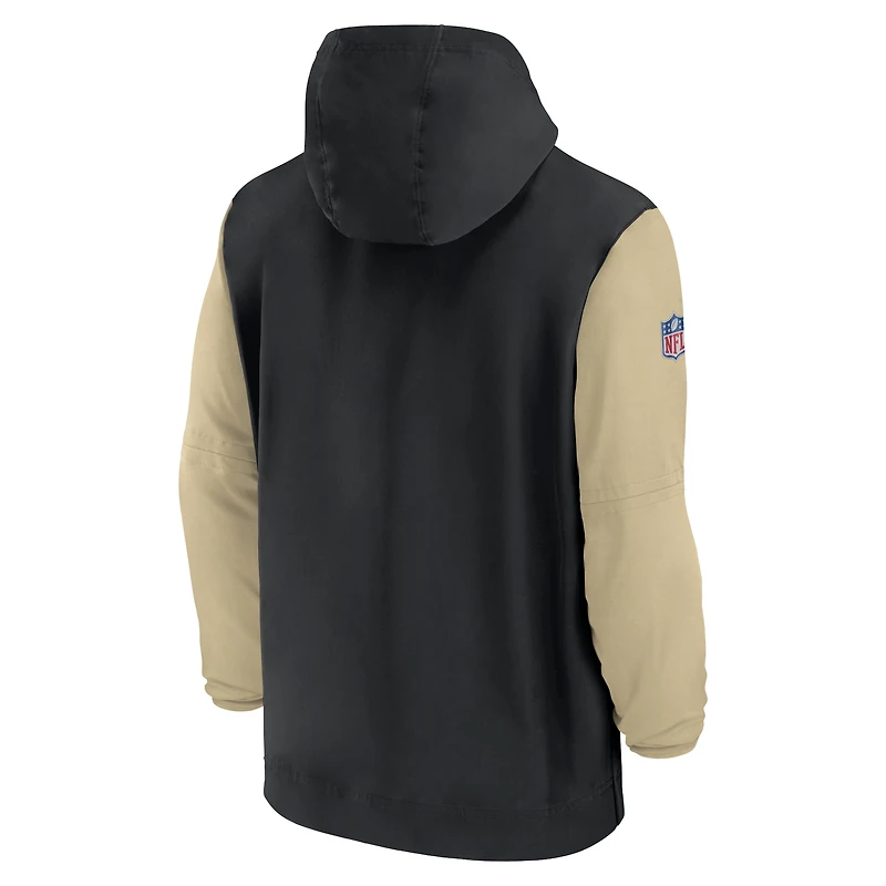 Veste à capuche demi-zip Nike noire/dorée New Orleans Saints 2024/25 pour homme