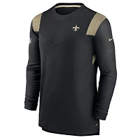 T-shirt à manches longues Nike New Orleans Saints Sideline Performance pour homme, noir/doré