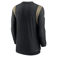 T-shirt à manches longues Nike New Orleans Saints Sideline Performance pour homme, noir/doré