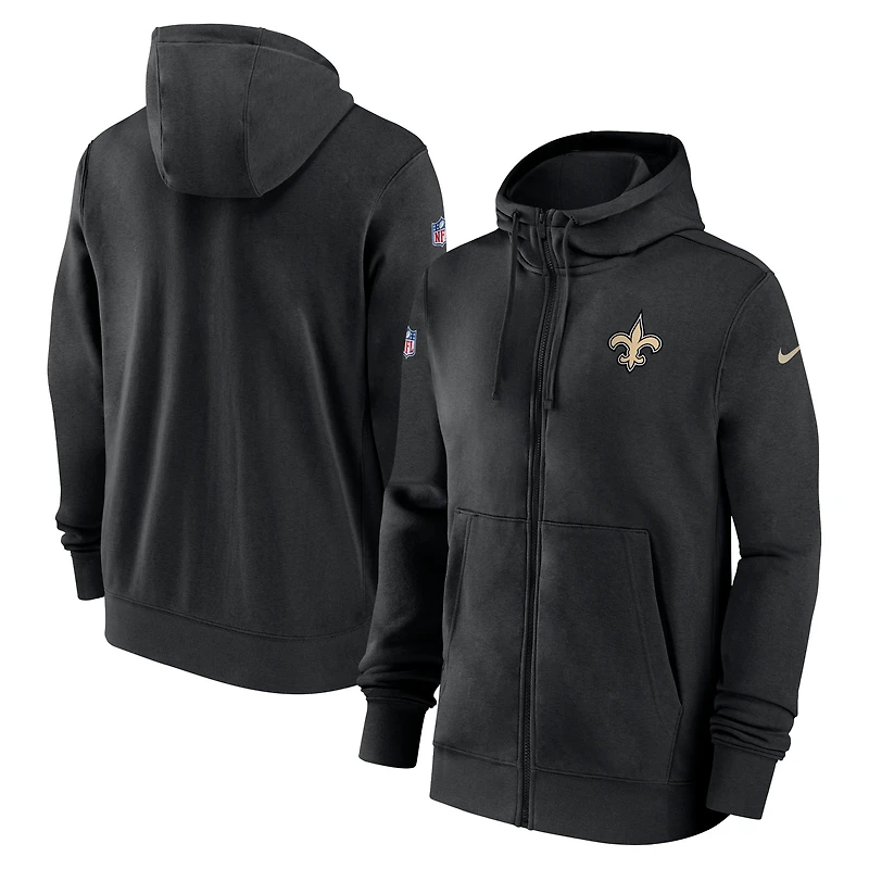 Men's Nike Black New Orleans Saints 2023/24 Sideline Club Full-Zip Hoodie
