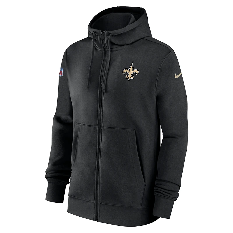 Men's Nike Black New Orleans Saints 2023/24 Sideline Club Full-Zip Hoodie