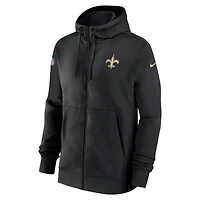 Men's Nike Black New Orleans Saints 2023/24 Sideline Club Full-Zip Hoodie