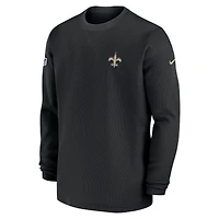 Men's Nike  Black New Orleans Saints 2023 Sideline Throwback Heavy Brushed Waffle Long Sleeve Top
