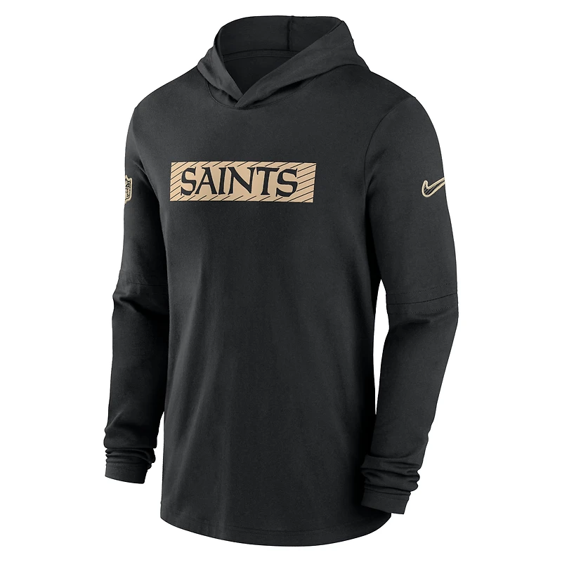 Men's Nike Black New Orleans Saints 2024/25 Sideline Performance Long Sleeve Hoodie T-Shirt