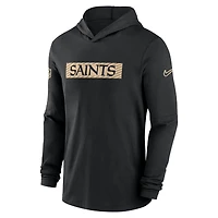 Men's Nike Black New Orleans Saints 2024/25 Sideline Performance Long Sleeve Hoodie T-Shirt